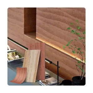 Free Samples Red Rammed Earth Board Flexible Clay Wall Tile Soft Ceramic Travertine Stone Slab Wall Tiles Decorative Stone Wall