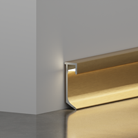 Plinthe LED en alliage d'aluminium sur mesure, extra-épaisse et éclairée par le bas, étanche, pour hôtels, bureaux et appartements