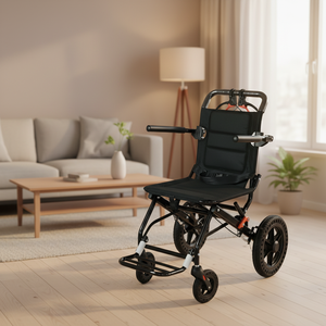 Fauteuil roulant pliable léger de 9,15 kg, cadre en acier carbone, accoudoirs rabattables, roues alvéolées 6/12 - Product Image 3