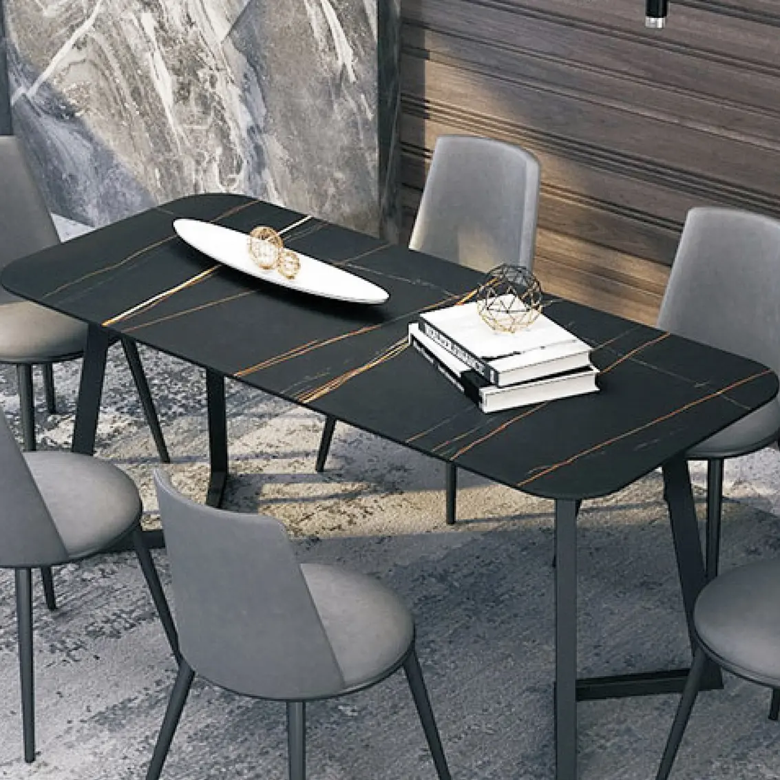 Meuble de salle à manger en céramique, plateau de table en pierre artificielle frittée pour salle à manger et salon