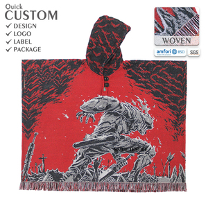 Quick Customization Anime Character Pattern Tapestry Poncho <strong>Hooded</strong> Jacquard Woven Unisex Wearable Throw <strong>Blanket</strong> - Product Image 1
