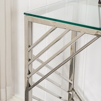 Meubles de salon de style européen moderne, plateau en verre et table de hall chromée, table de console