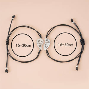 กำไลข้อมือสแตนเลสเพื่อมิตรภาพ BFF 2ชิ้น/เซ็ตเพื่อนที่ดีที่สุดกำไลข้อมือหัวใจกำไลข้อมือผู้หญิงโชคดีปรารถนาเครื่องประดับ - Product Image 2