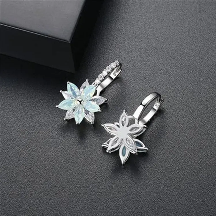 Latest Simple Copper Alloy Multicolored Orchid Shape Earring Jewelry for Woman