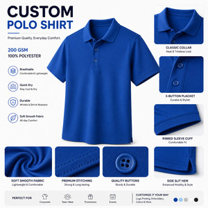 Camiseta Polo Personalizada 100% Poliéster 200 GSM de Secado Rápido, Transpirable, Manga Corta, Color Sólido, Ropa Casual de Golf para Hombre - Product Image 4
