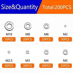 910/200 ชิ้น 304 สแตนเลสสตีลแหวนรองแบบแบนชุดอุปกรณ์เสริม (M2 M2.5 M3 M4 M5 M6 M8 M10 M12) เหมาะสำหรับตกแต่งบ้าน - Product Image 6