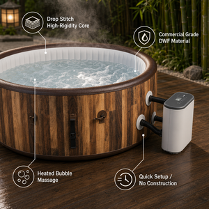 <span class=keywords><strong>Jacuzzi</strong></span> Inflable para Exteriores, Spa para 8 Personas, Tamaño Familiar Grande, con Burbujas de Masaje, Bomba y Cubierta, Ideal para Fiestas Grandes - Product Image 4