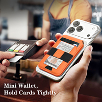 Porte-cartes de téléphone en cuir tendance avec miroir