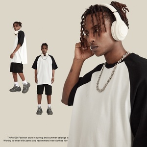 Camiseta Extra Grande para Hombre, 100% Algodón, 250g, Manga Raglán, Cuello Redondo, Combinación de Colores en los Hombros, Secado Rápido, Transpirable - Product Image 2