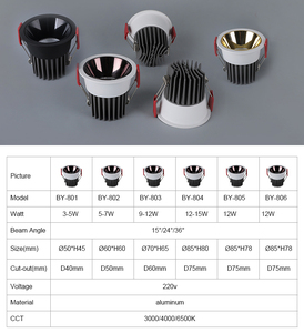 Đèn led âm trần hiện đại chống chói, khuyến mãi nóng, 3W 12W, chất liệu nhôm, tích hợp chip COB, tùy chọn 5W 7W 9W - Product Image 2