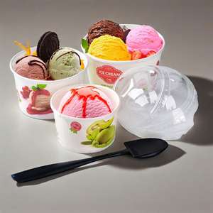 Hot Selling 4 Oz 8 Oz 12OZ 16OZ Customized Logo Disposable Ice Cream <b>Yogurt</b> Paper Cup Packaging With Lid Covers - Product Image 1