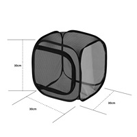 Terrarium d'observation extérieur souple et respirant pour papillons, motif uni noir, taille S, avec fermeture éclair