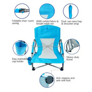Chaise de <span class=keywords><strong>plage</strong></span> pliable Oxford au design moderne avec tissu en maille et porte-gobelet pour utilisation au parc - Product Image 4
