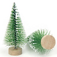 Großhandel beflockt Schnee Mini Weihnachts baum Dekoration Hot Sale Holz basis PVC Kunststoff künstliche Weihnachts baum Ornamente