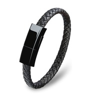 Bracelet en cuir court pour moto, câble de données, 3 Options, Micro USB, ligne de chargement pour poignet, Type C, 8 broches