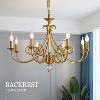 Lustre LED haut de gamme en cuivre massif, style français et américain, pour salon, design simple, bronze antique, 3500K, lumière chaude