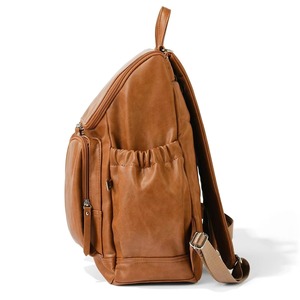 Sac à langer en cuir BSCI avec matelas à langer et sangle de poussette, sac à dos de maternité pour maman et bébé - Product Image 2