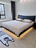 Hochwertiges modernes hoch gepolstertes Bett King Size Doppelbett Soft Fabric Storage Haupt schlafzimmer Zeitgenössischer minimalisti scher Stil