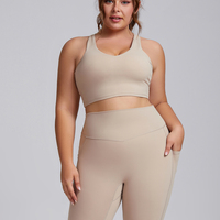 Soutien-gorge de sport grande taille à maintien élevé, extensible dans quatre directions, anti-transpiration, avec coussinets amovibles, en Spandex/Nylon, col en V, pour le yoga (vente en gros)