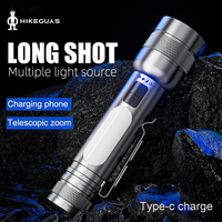 Lampes de poche LED rechargeables USB en alliage d'aluminium, portables, super lumineuses, 6 modes, lumière latérale COB, clignotement rouge et bleu, IP33, d'urgence