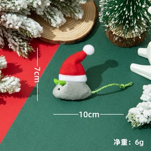 Juguetes de lujo para mascotas, teaser para gatos con relleno de menta, juguete de ratón de hierba gatera de Navidad con sombrero, juguete de gato de peluche dentro de hierba gatera - Product Image 2