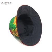 Sombrero de Pescador de Doble Cara Landfond, Estilo Panamá, con Estampado de Dibujos Animados de León, Estilo Rasta