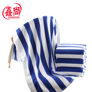 ผ้าขนหนูชายหาดย้อมด้วยเส้นด้ายฝ้ายแท้ 75x152 ซม. ลายทางสีฟ้าขาว เป็นมิตรกับสิ่งแวดล้อม สำหรับร้านเสริมสวยและใช้กลางแจ้ง - Product Image 3