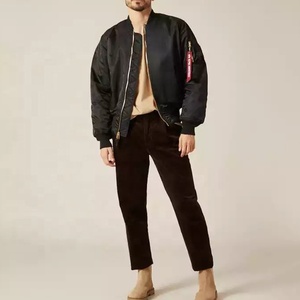 Pria Logo Kustom Bage Label Pribadi Ritsleting Penuh Letterman Universitas Kulit Nilon Poliester Penerbangan Satin Bomber Jaket untuk Pria - Product Image 5