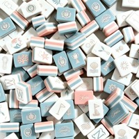 Jeu de tuiles de Mahjong américain Jade Mary Benson 4 couches 160 pièces, couleurs bleu flottant, nacre rouge, Winslow Holiday, Masters 1920