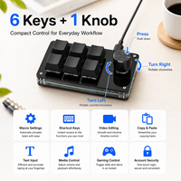 Teclado USB con Cable SIKAI, Controlador de 6 Teclas y 1 Perilla Grande, Retroiluminación RGB, Panel de Teclas Personalizables para Volumen, Streaming, Edición y Oficina