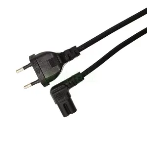 Euro specification semi-insulated two-insert elbow figure-tail power cord H03VV-F 0.75 square power cable 8-tailed AC cable