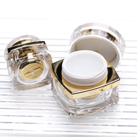 5g 15g rechargeable de luxe petits pots carrés en plastique acrylique maquillage doré fond de teint en poudre Pot de gel