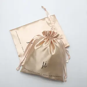 カスタムロゴ印刷サテン巾着袋卸売サテンジュエリーバッグ化粧品ジュエリークリスタルギフトカラフルなポーチ