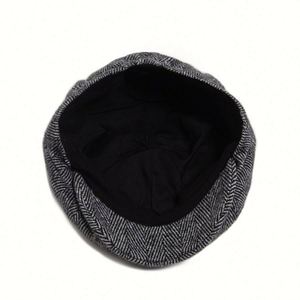 หมวกทรงนิวส์บอยลายก้างปลาสไตล์วินเทจสำหรับผู้ชาย ฤดูใบไม้ผลิ/ฤดูใบไม้ร่วง ปี 2025 เหมาะสำหรับกิจกรรมกลางแจ้ง อุ่นสบาย ทันสมัย สำหรับผู้สูงอายุ - Product Image 3