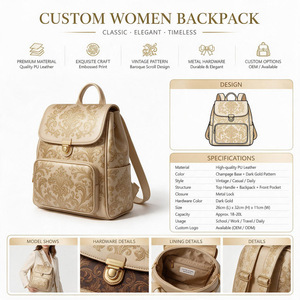Mochila de Cuero PU Vintage Personalizada para Mujer con Estampado de Cómics, Múltiples Bolsillos, Correa para el Hombro, para Uso Diario y de Viaje - Product Image 2