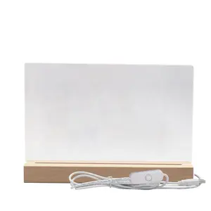 Lampe de nuit LED personnalisée, Rectangle surdimensionné, Base en bois originale avec plaque acrylique vierge, 2022