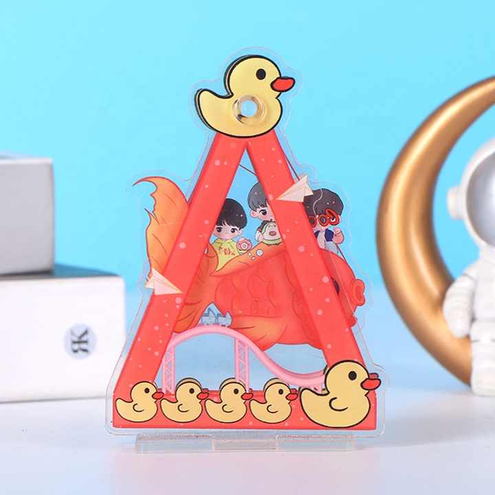 JING CHUAN Custom Anime Cartoon Figure A4 Print Clear Acrylic Character Standee Rotating and Spinning Plastic Stand