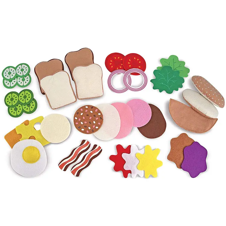 Custom Handmade Play Sandwich Felt Kitchen Food Plush Toy For Kids