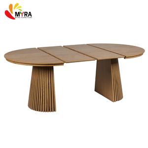 Muebles de Restaurante de Diseño Nórdico <span class=keywords><strong>Minimalista</strong></span>, <span class=keywords><strong>Mesa</strong></span> de Comedor Ovalada de Madera MDF Rústica, <span class=keywords><strong>Mesa</strong></span> de Comedor <span class=keywords><strong>Redonda</strong></span> Extensible - Product Image 6