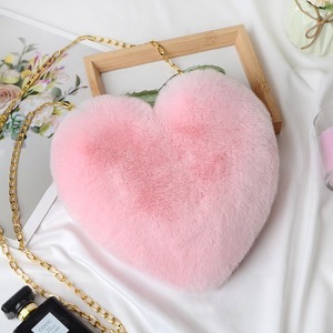 Bolso de Moda de Felpa con Forma de Corazón para Mujer, Bandolera con Cadena, de Lana Artificial, Estilo Amor, de un Solo Hombro, Color Melocotón, Regalo, Cartera <span class=keywords><strong>Zero</strong></span> - Product Image 4