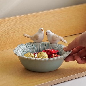 Bắc Âu dễ thương chim gốm lưu trữ đồ trang sức khay đồ trang sức hiển thị đứng trang trí món tráng miệng tấm - Product Image 4