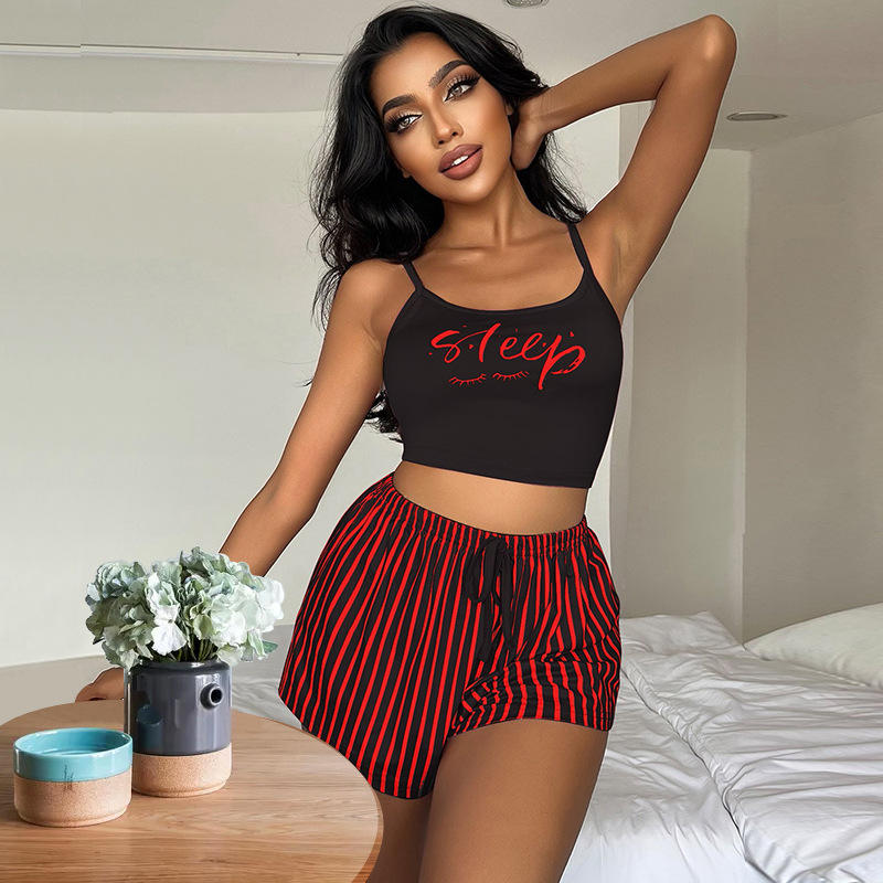 Sexy Women'S Pajama Set Girls Striped Shorts Pajama Set Women'S