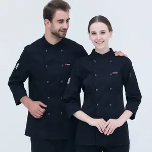 Manteau de chef personnalisé Veste de chef Hauts d'uniforme de chef de restaurant et de bar Uniforme de travail unisexe confortable Uniforme de cuisinier