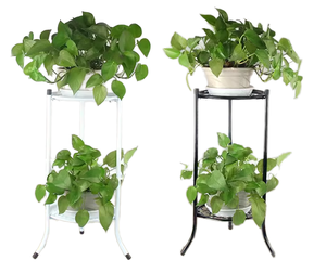 Support de pot de fleurs en fer émaillé contemporain, étagère de présentation pour jardin, patio, extérieur, décoration de la maison - Product Image 1