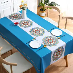 New Designs Factory Table Cloth Printed With Embossed PVC Polyester Backing Tablecloth