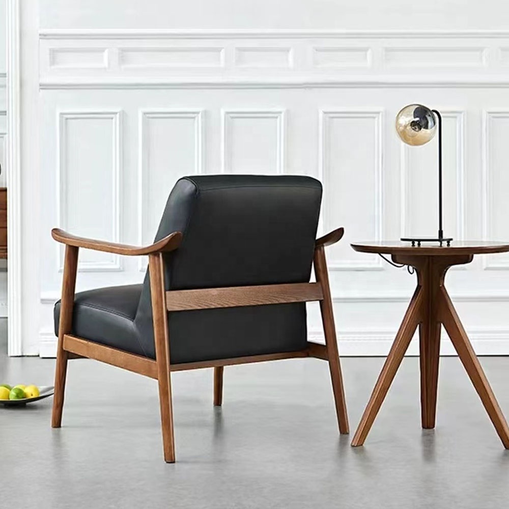 Luxury Leather Dining Chair Living Room Upholstery Arm Chair Dining Wholesale with wood Legs