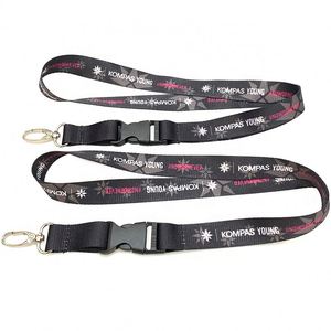 Cheap Custom Personalized <b>Polyester</b> Breakaway <b>Lanyard</b> Black Woven Silk Screen Printed Neck <b>Lanyard</b> - Product Image 3