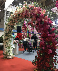 H05181 Arco di Fiori Artificiali Rosso Rosa con Peonie, Ortensie e <span class=keywords><strong>Rose</strong></span>, Decorazione Floreale per Tavoli e Corridoi per Matrimoni e Feste - Product Image 2