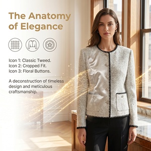 Manteau de bureau pour femme, simple boutonnage, tricoté, motif uni, avec fermeture - Product Image 6