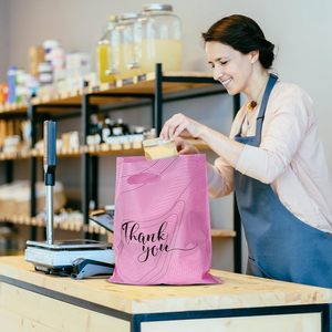 ขอบคุณถุงพลาสติกทนทานปรับแต่งได้กระเป๋าช้อปปิ้งสำหรับธุรกิจขนาดเล็กร้านบูติกร้านค้าซูเปอร์มาร์เก็ตถุงใส่ของ - Product Image 5